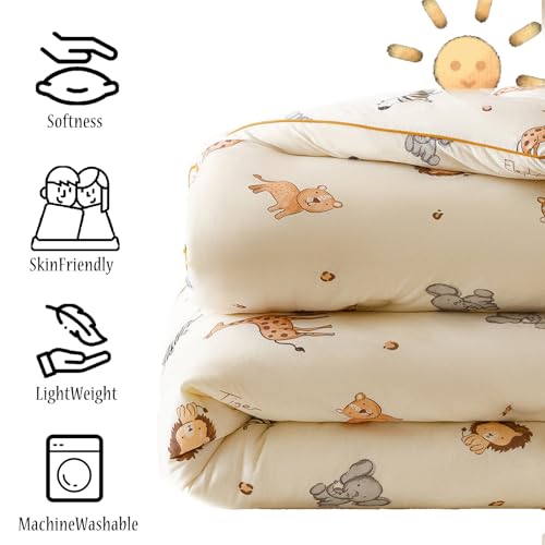 MorroMorn Super Soft Comforters Queen Size Bed Set, 3 PCS Bedding Sets - Thick Fluffy Comforter with 2 Pillowcases Neutral for Girls Boys Kids, Lightweight Warm Cozy for Cold Weather (Cute Animals) MorroMorn