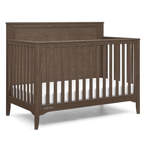 Delta Children Kendall 6-in1 Convertible Crib - Converts from Baby Crib to Toddler Bed, Daybed, Sofa Bed and Full-Size Bed with and Without Footboard, Fits Full-Size Crib Mattress, Teak Brown