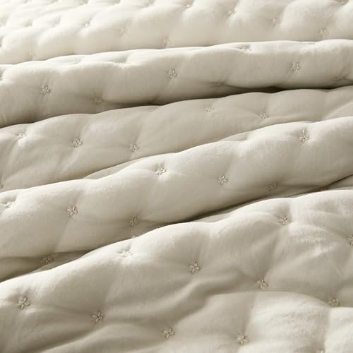 WDCOZY Beige Twin Quit Size Bedding Sets with Pillow Sham, Neutral Lightweight Soft Bedspread Coverlet, Quilted Blanket Thin Comforter Bed Cover for All Season, 2 Pieces, 68x90 inches WDCOZY