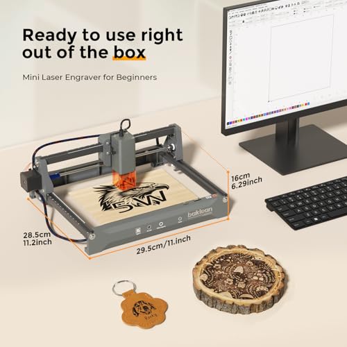 Laser Engraving Machine 5W 5000mW L2 Pre-Assembled Desktop Laser Cutter ±0.01mm High-Precision Laser Engraver Portable Wireless APP Supported for DIY Metal Wood Acrylic Leather Glass Fiber(Class 1) baklean