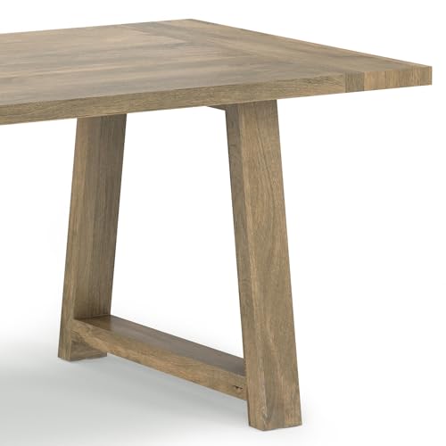 SIMPLIHOME Whitley Dining, Solid Mango Wood Farmhouse-Style Rectangular Kitchen Table in Grey Wash for 4 to 8 People, 72 inches SIMPLIHOME