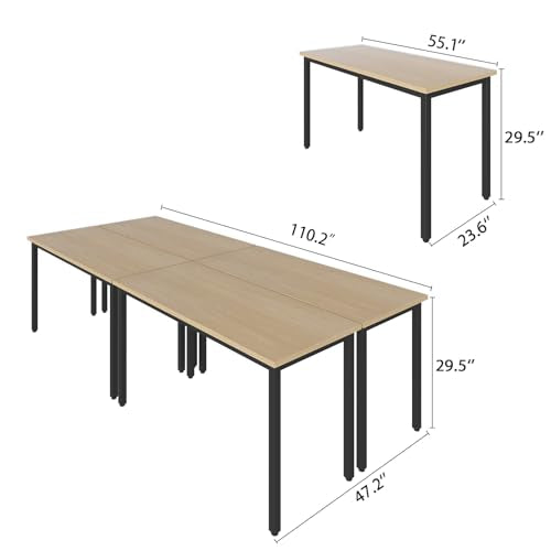 Bonzy Home 9FT Conference Table with Chairs Set, 4pcs Office Tables & 8pcs Chairs Set for Conference Room Meeting Room Training Room, Natural Bonzy Home