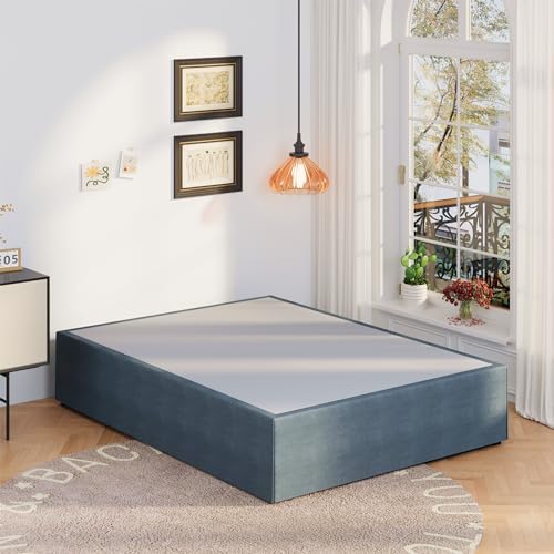 Upcanso 16 Inch Bed Frame Queen Size with Fabric Cover, Metal Platform Queen Bed Frame with Storage No Box Spring Needed, Heavy Duty Non-Slip, Easy Assembly Mattress Foundation Upcanso