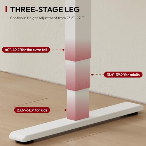 48 Inch Bamboo Electric Standing Desk, 3 Stage Dual Motor Height Adjustable Desk, Stable and Durable Sit to Stand Home Office Desk (White Frame/ 48” x 24” Natural Bamboo Top) SANODESK