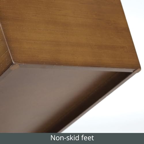 mDesign Rectangular Narrow Trash Can Wastebasket, Small Garbage Container Bin for Bathroom, Kitchen, Home Office, Craft Room, Bamboo Veneer, Brock Collection, Brown mDesign