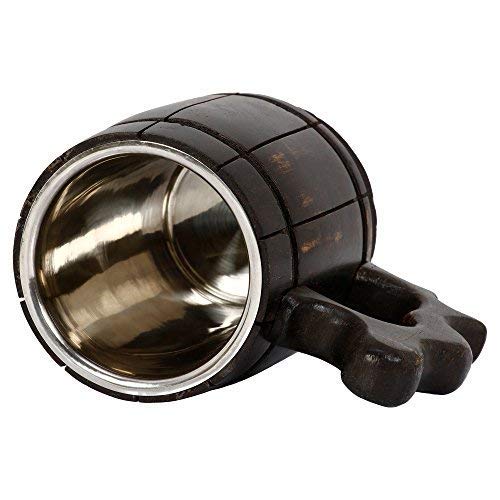 GoCraft Handmade Wooden Beer Mug with 18oz Stainless Steel Cup | Great Beer Gift Ideas Wooden Beer Tankard for Men | Vintage Bar accessories - Barrel Brown Classic Design GoCraft
