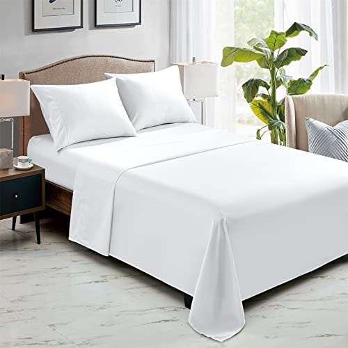 FreshCulture Twin Flat Sheets Only, Pack of 6, Soft Microfiber Bedding Sheets for Home, Salons, Hotels, Bulk Flat Sheets Only Twin Size (White) FreshCulture