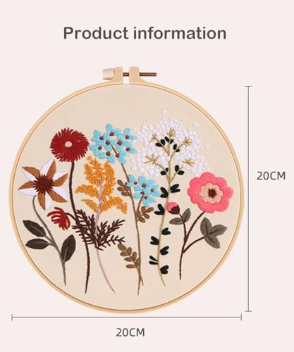 ELTONGUU Embroidery Kit for Beginners Adult, Flower Pattern Embroidery Kit for Beginners Include Embroidery Cloth Hoops Threads, Cross Stitch Kits for Craft Lover Hand Stitch