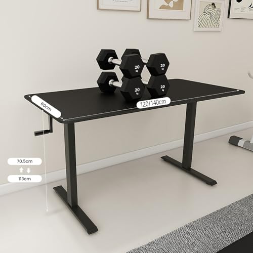 TGBHM Adjustable Height Desk, Manual Crank Standing Desk for Office, Compact White Computer Desk, 140Cm Ergonomic Workstation for Home and Office Usecm(Bianco-140Cm) TGBHM