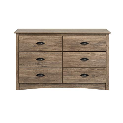 Prepac Salt Spring Children's Rustic 6-Drawer Dresser for Bedroom, Farmhouse Chest of Drawers for Children 16" D x 48" W x 29" H, Drifted Gray, DDC-4829 Prepac