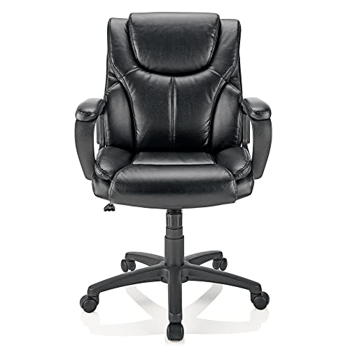 Brenton Studio® Mayhart Vinyl Mid-Back Chair, Black Brenton Studio