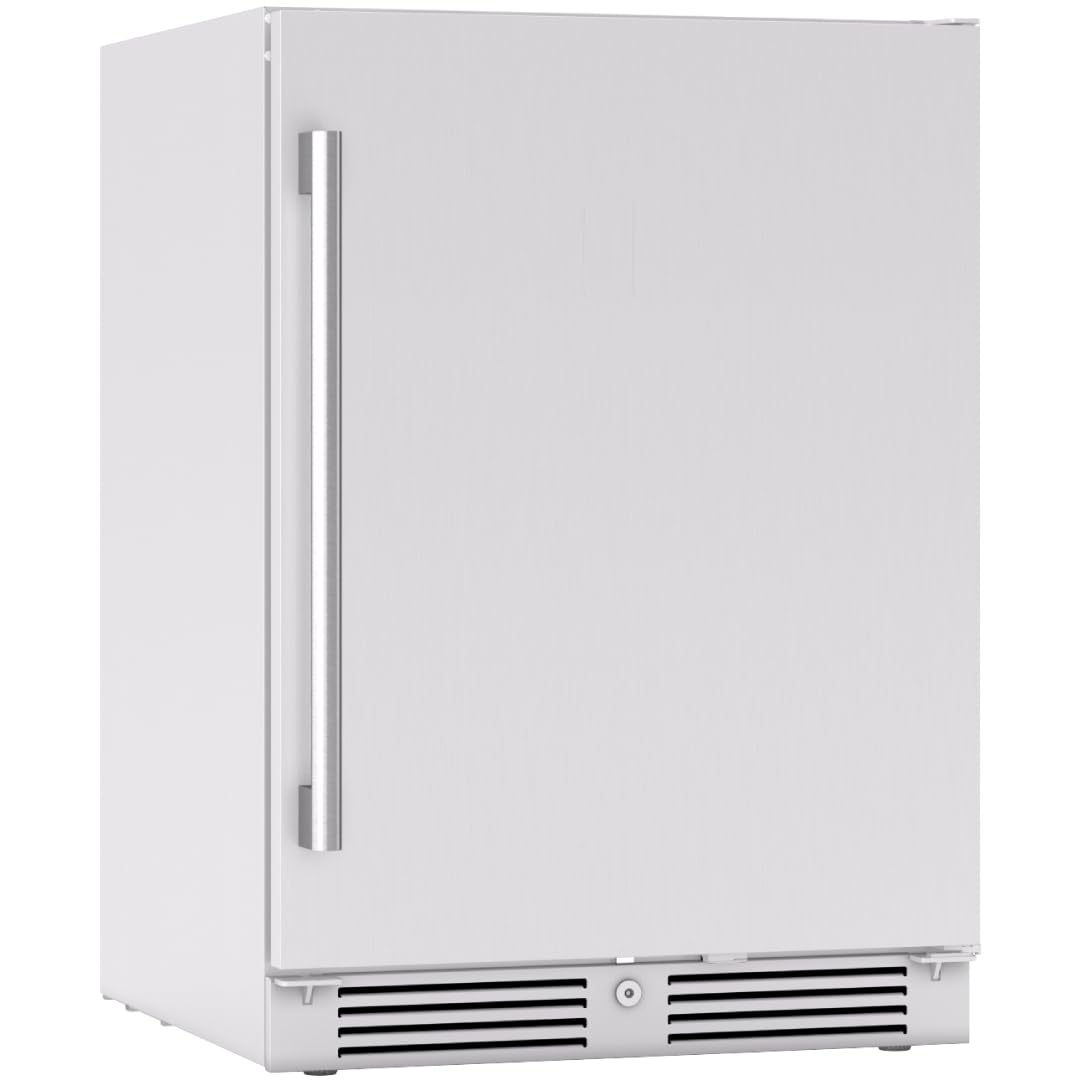 Zephyr Presrv 24 Inch Outdoor Wine Fridge & Beverage Refrigerator Single Zone Under Counter - Drink Chiller Freestanding Stainless Steel Door - 136 cans (Single-Zone Outdoor Wine & Beverage Cooler) Zephyr