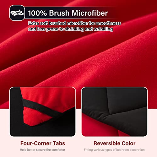 Cosybay Bed in a Bag Full Reversible Comforter Sets 7pcs All Season Down Alternative Bedding Sets Red and Black with Comforter, Pillow Shams, Flat Sheet, Fitted Sheet and Pillowcase Cosybay