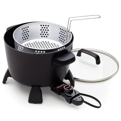Presto 8-Quart Big Kettle, Steamer and Deep Fryer Multi-Cooker, Black Presto