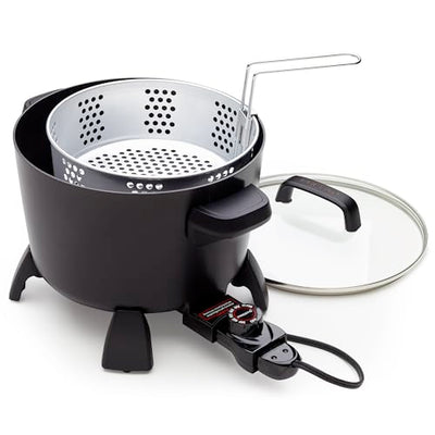 Presto 8-Quart Big Kettle, Steamer and Deep Fryer Multi-Cooker, Black