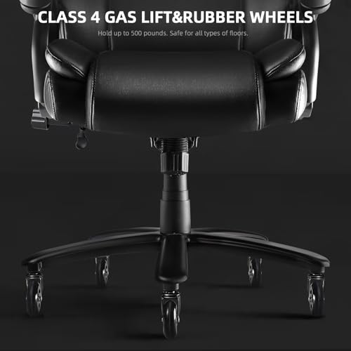 VITESSE 500lbs Heavy Duty Office Chair for Low Back Pain Relief, Big and Tall Office Chair with Ergonomic Lumbar Support, High Back Executive Chair with Quiet Rubber Wheel VITESSE