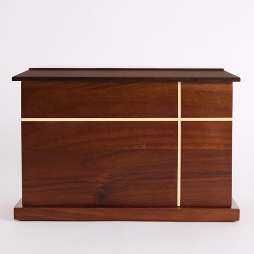 Aspen Studio Cross Urn Walnut Wooden Urn for Cremation Ash Handcrafted Solid Wood Urn Up to 235lbs for Adult Human Ashes Decorative Urns TSA Approved Wooden Urn Aspen Studio