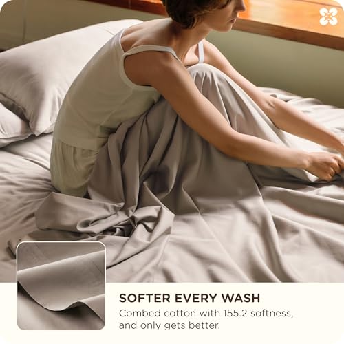 Bedsure Bamboo Viscose Cooling Sheets, Rayon Cotton Blend, Breathable & Buttery Soft King Size Sheets Set, Deep Pocket Up to 18", Hotel Luxury Bedding for Hot Sleepers, Simply Taupe Bedsure