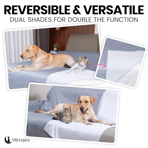 SILLY LEGACY Thin Reversible Waterproof Protective Bed Cover (King Size, 100 x 96 inch), for Pets, Babies; Incontinence, Dirt, Drool SILLY LEGACY