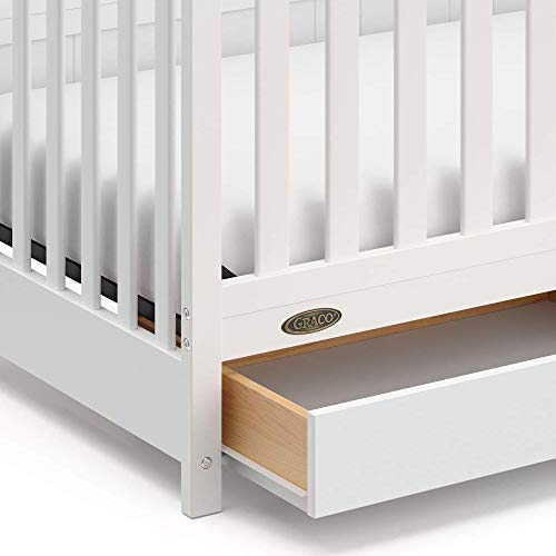 Graco Hadley 5-in-1 Convertible Crib with Drawer (White) – GREENGUARD Gold Certified, Crib with Drawer Combo, Full-Size Nursery Storage Drawer, Converts to Toddler Bed, Daybed Graco