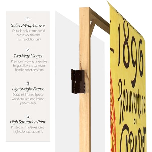 Red Lantern 6 ft. Tall Double Sided Vintage Art Canvas Room Divider, Chat Noir Red Lantern