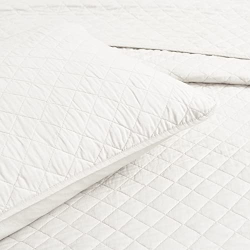Lush Decor Ava Quilt Diamond Pattern Solid 2 Piece Oversized Bedding Blanket Bedspread Set - Twin-XL - White Lush Decor