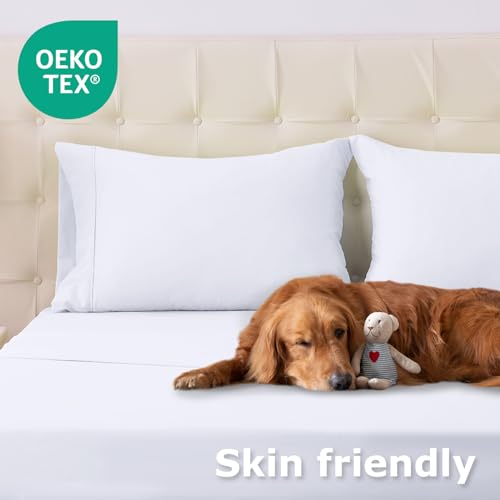 Homilay Twin Size Bed Sheet Set - 3 Piece Soft Microfiber Sheets with Deep Pockets, Cooling Technology, and Wrinkle-Free Pillowcase. Hotel-Quality, Durable Bedding, Brilliant White Homilay
