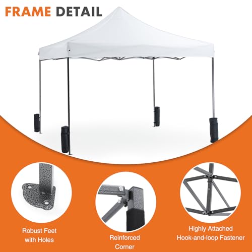 Sweetcrispy 10 x 10 Ft Pop Up Canopy Tent Outdoor Use, Portable Shade Waterproof Beach Tent with Sand Bags for Events Backyard Parties, White Sweetcrispy