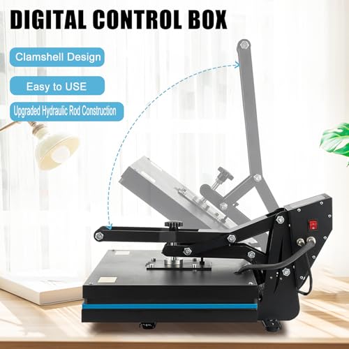 SmarketBuy Heat Press Machine 16x20 Inch, High Pressure Clamshell Heat Press 1700W, Large Heat Press Digital Control Heat Transfer Machine for T Shirts, Garments, Canvas Bag, Pillowcase SmarketBuy
