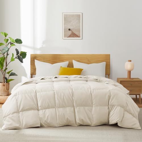 Joysoul Goose Feathers Fiber Comforter - Lightweight Ultra Soft Fabric Cover Breathable White Down Feather Fill, Twin Size Duvet Insert (68" X 88") Joysoul