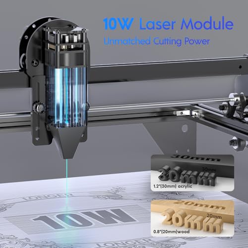 LONGER RAY5 10W Laser Engraver with Air Assist & LightBurn Camera, Auto Positioning & Capture, High-Precision Laser Cutter for Wood, Metal, Acrylic, Tumblers & Cylindrical Objects Longer
