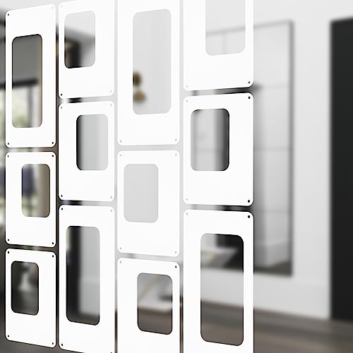 ANMINY 12 PCS Hanging Room Divider Decorative Thick Wall Privacy Screen Panels Set Modern Geometric Pattern Hollow Out Design for Bedroom Living Dining Room Kitchen Office Restaurant Decor - White ANMINY