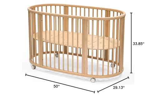 Stokke Sleepi Bed, Natural - Oval Crib Suitable for Ages 0-5 Years Old - Adjustable, Stylish & Flexible - Sturdy Beech Wood Frame Stokke