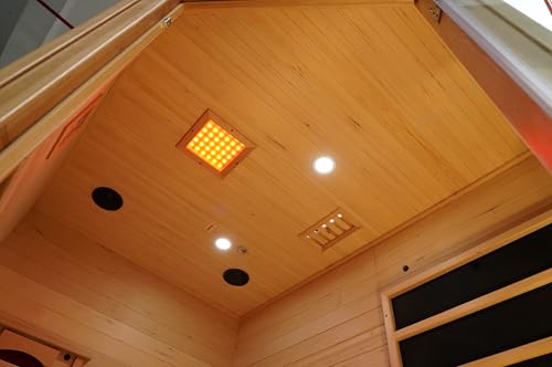 AURGOD Corner Sauna for 1 Person, Infrared Wooden Sauna Room, Luxurious Canadian Hemlock Home Sauna with Recliner, 2300 W 8 Heating Element, Low EMF Full Size Indoor Spa-Fast Delivery AURGOD