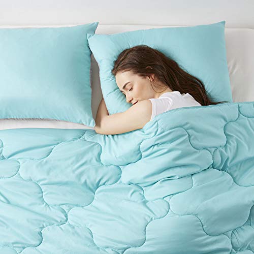 Comfort Spaces Vixie Reversible Comforter Set - Trendy Casual Geometric Quilted Cover, All Season Down Alternative Cozy Bedding, Matching Sham, Aqua/Gray, Full/Queen 3 piece Comfort Spaces
