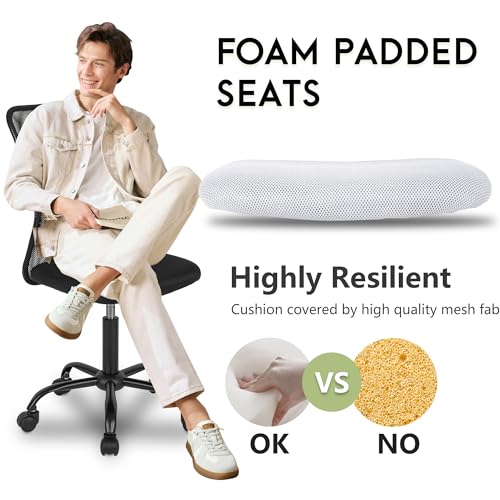 BestOffice Ergonomic Office Chair Desk Chair Mesh Computer Chair Armless Back Support Modern Executive Rolling Swivel Chair with Lumbar Support (White) BestOffice