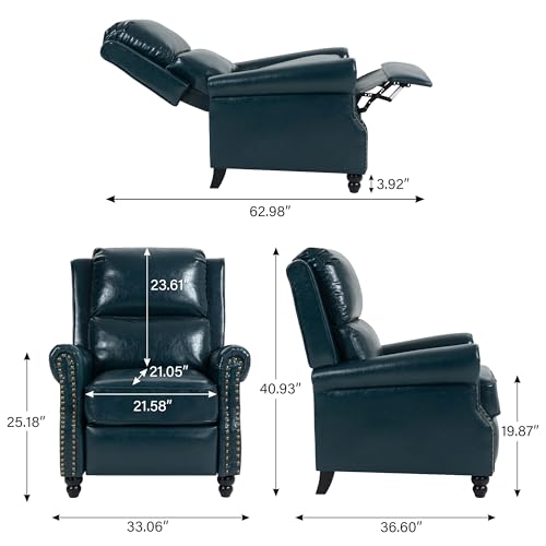 DREAMSIDEA Faux Leather Recliner Chair, Modern Pushback Armchair with Adjustable Backrest & Footrest for Bedroom, Living Room