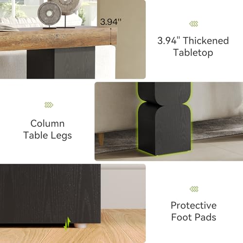 63-Inch Console Table, Heavy-Duty Look, Behind Couch Sofa Table, Color Blocking Design, Bold Structural Presence, Modern Entryway Furniture for Living Room, Hallway, Foyer, Brown + Black LITTLE TREE