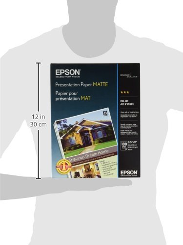 Epson Presentation Paper Matte, 8.5 x 11 Inch, 100 Count (S041062), White Epson