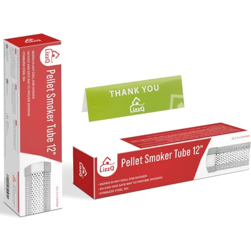 LIZZQ Premium Pellet Smoker Tube 12 inches - 5 Hours of Billowing Smoke - Hot or Cold Smoking - for Any Grill or Smoker - An Easy and Safe Way to Provide Smoking - Free eBook Grilling Ideas & Recipes LIZZQ