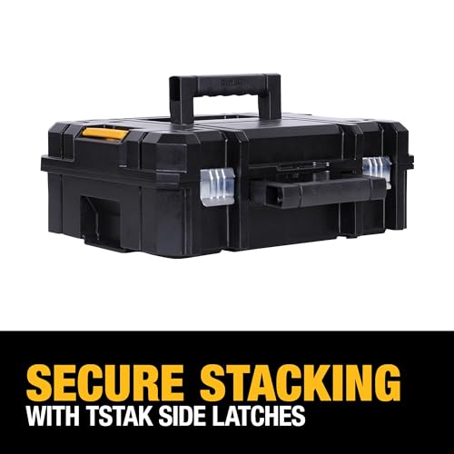 DEWALT TSTAK II Tool Box, 13 Inch, Flat Top, Holds Up To 66 lbs, Flexible Platforms for Stacking (DWST17807) DEWALT