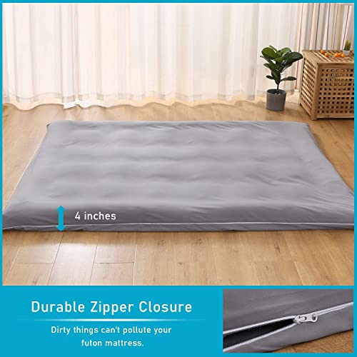 YOCOVER Japanese Floor Futon Mattress Cover Full Queen Twin King Size, Foldable Meditation Camping Sleeping Pad Dust Cover for Floor Guest Room (Black,King:78.7x86in) YOCOVER
