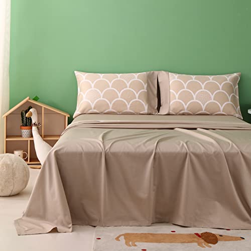 Simple&Opulence 100% Organic Cotton Sheet Set for Kids Teens, 3 Pieces Soft Bed Sheets Boy Girl Warm Adorable - Alpaca, Twin Simple&Opulence