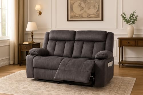 LUCKLIFE Recliner Sofa Set with Manual Recliners,Living Room Furniture Set with Reclining Couch,Loveseat and Armchair,Breathable Fabric Upholstery,Thick Cushions and Ergonomic Design,Dark Gray (2+1) LUCKLIFE
