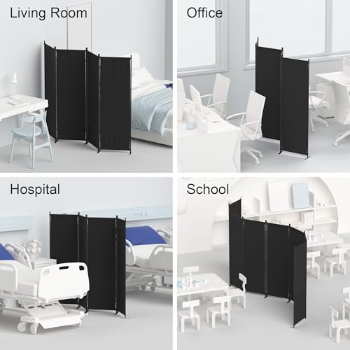 Morngardo 6FT Room Divider Portable, Folding Privacy Screens, 4 Panel Room Partitions, 88" Foldable Wall Dividers, Separating for Home Office Bedroom Dorm Decor (Black) Morngardo