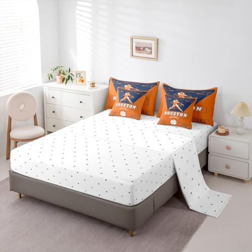 Feelyou Baseball Full Comforter Set with Sheets for Kids Boys Girls Houston 7 Pieces Bedding Set Baseball City Bed in a Bag Sports Game Room Decor Soft Lightweight Microfiber Feelyou
