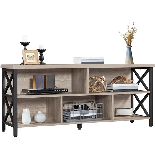 Yaheetech 4 Pieces Living Room Table Sets - Includes TV Stand with Storage for 65 in TV, Lift-top Coffee Table with Baskets, 2 Set End Side Table for Home, Gray Yaheetech