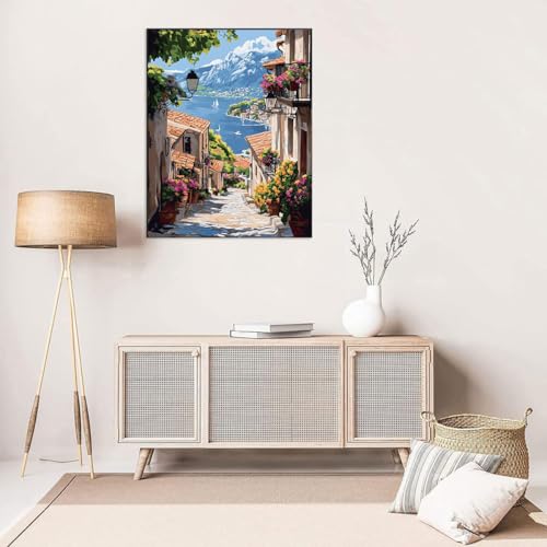 Landscape Stamped Cross Stitch Kits - Seaside Scenery Needlepoint Counted Cross Stitch Kits for Beginners Adults Patterns Dimensions Needlecrafts Embroidery Kits Arts and Crafts