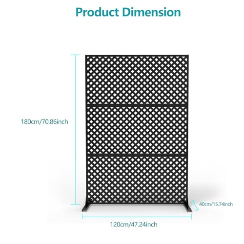 Metal Privacy Screen Outdoor, 72" h×47" w Balcony Patio Privacy Screen, Freestanding Privacy Fence, Decorative Panel, Patio Room Divider for Garden, Balcony, Deck Garvee