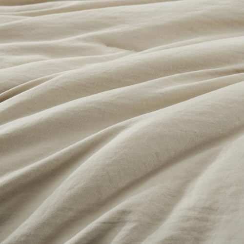WRENSONGE Light Oatmeal Queen Comforter Set, 7 Pieces Soft Microfiber Comforters Queen Size with Fitted Sheet, Flat Sheet, 2 Pillow Shams, and 2 Pillowcases- Warm Bedding Sets Queen for All Season WRENSONGE